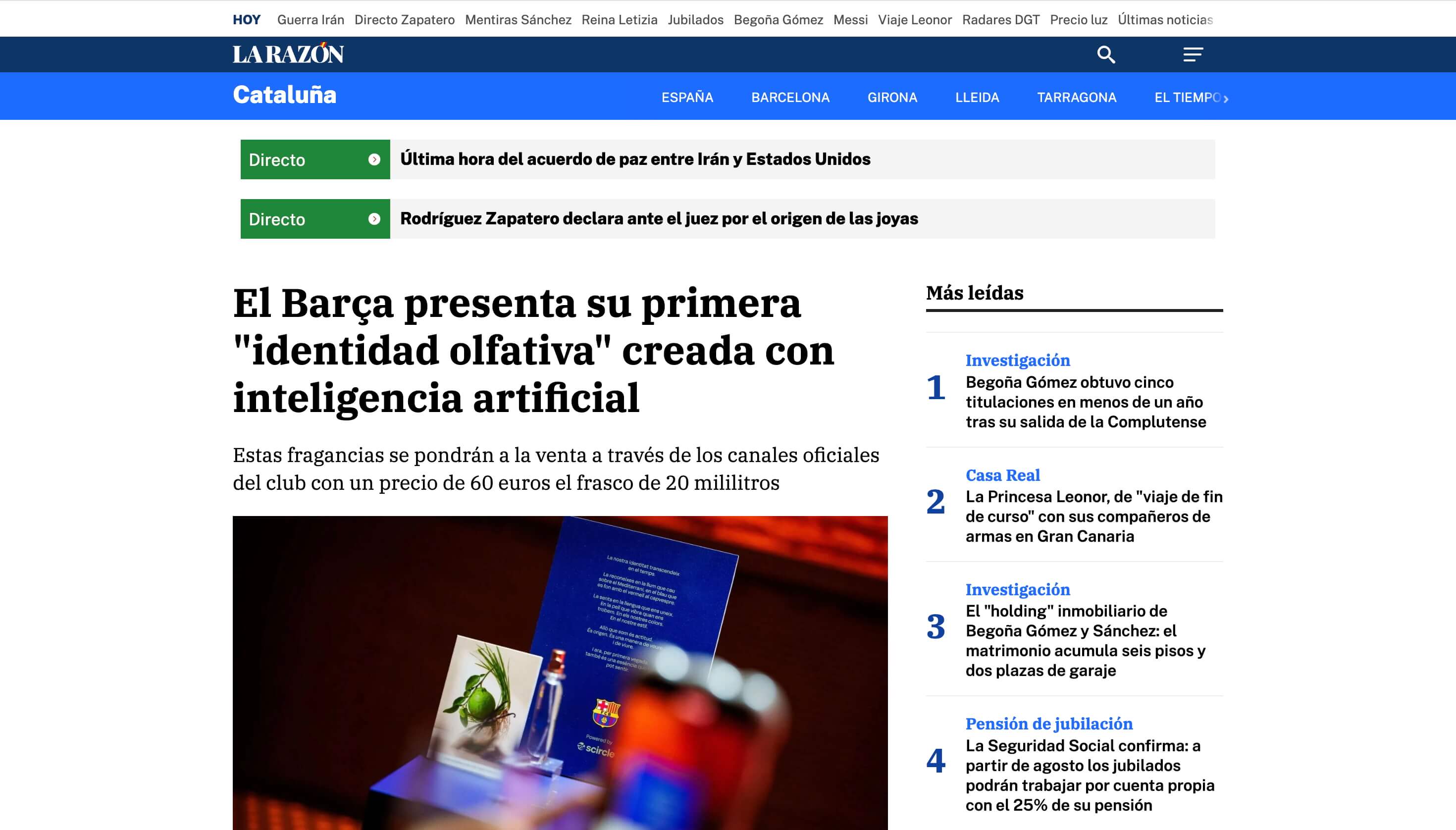 La Razón — Barça olfactory identity